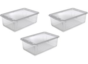 4052396043402 - Aufbewahrungsbox KEEEPER bea Aufbewahrungsboxen Gr B H 39 cm x 18 cm farblos (transparent) Aufbewahrungsbox Stapelbox Körbe Boxen Aufbewahrungsboxen 3 x 30 L mit Air-Control-System