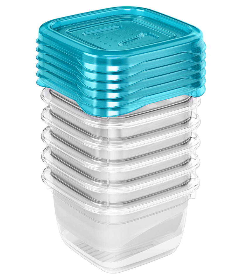 4052396045901 - - 3er Set Lunchboxen 3 x 125 l 205 x 155 x 65 cm Fredo Fresh Blau transparent