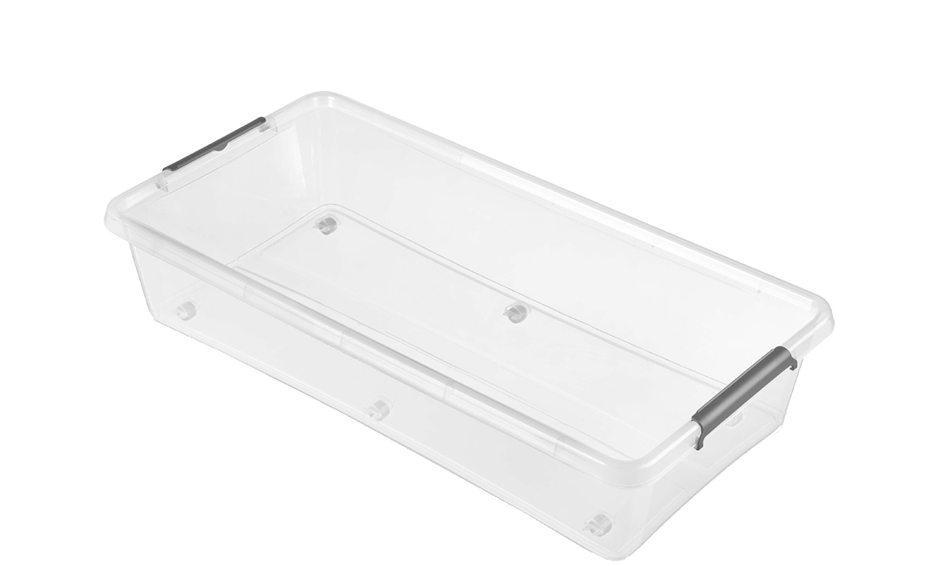 4052396048575 - - Clipbox lars Aufbewahrungsbox 29 l 58 x 39 x 16 Auf Rollen Deckel mit abschließbarem Clip Transparent