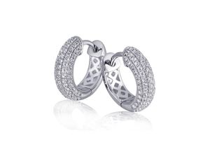 4052412176053 - Paar Creolen FIRETTI Schmuck Geschenk Silber 925 Ohrschmuck glitzernd Ohrringe Gr Silber 925 (Sterlingsilber) silberfarben (silberfarben kristallweiß kristallweiß) Damen Creolen mit Zirkonia (synth)