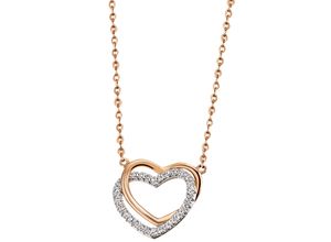 4052412869658 - Kette mit Anhänger FIRETTI Schmuck Geschenk Silber 925 Halsschmuck Halskette Ankerkette Herz Halsketten Gr Silber 925 (Sterlingsilber) Länge 45 cm Breite 15 mm rosegold (silberfarben roségoldfarben kristallweiß) Damen mit Zirkonia (synth)