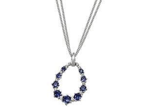 4052412955665 - Kette mit Anhänger FIRETTI Schmuck Geschenk Silber 925 Halsschmuck Halskette Panzerkette Tropfen Halsketten Gr Silber 925 (Sterlingsilber) blau (silberfarben blau kristallweiß tanzanite kristallweiß) Damen Ketten mit Anhänger