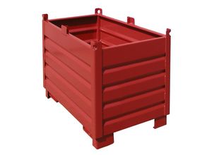 4052462028593 - Sammelbehälter-System SBS 500 L 600 x B 1200 x H 850 mm bis zu 3-fach stapelbar lackiert mit Transportwagen feuerrot RAL 3000