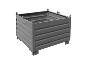 4052462028685 - Sammelbehälter-System SBS 1000 L 1200 x B 1200 x H 850 mm bis zu 3-fach stapelbar lackiert mit Transportwagen mausgrau RAL 7005