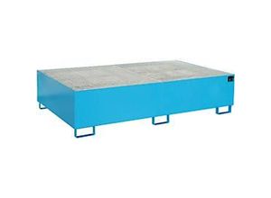 4052462031050 - eurokraft pro Regal-Bodenwanne 1000 l Auffangvolumen LxBxH 2150 x 1300 x 505 mm mit Gitterrost blau lackiert