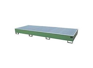 4052462074491 - Regalwanne RW-GR 3600-3 PE mit Gitterrost und PE-Einsatz B 3262 x T 1312 x H 383 mm bis 1000 l Stahl lackiert resedagrün