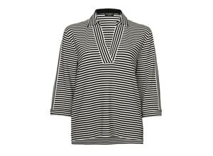 4052481448136 - Große Größen Sweatshirt mit Kragen und Allover-Streifenmuster schwarz gestreift Gr42