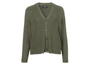 4052481498476 - Große Größen Strickjacke mit V-Ausschnitt und Knopfleiste khaki Gr42