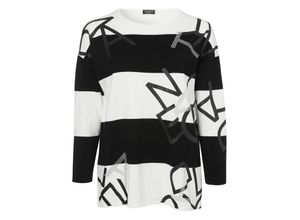 4052481498803 - Große Größen Pullover mit Blockstreifen und Buchstabenprint schwarz gestreift Gr52