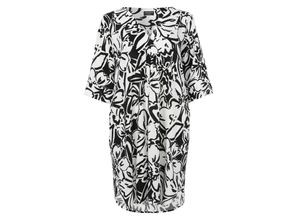 4052481523871 - Große Größen Kleid aus Viskose mit abstraktem Blumenprint schwarz gemustert Gr50