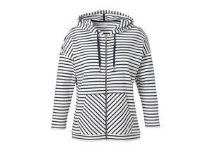 4052481529958 - Große Größen Gestreifte Sweatjacke mit Kapuze marine gestreift Gr54