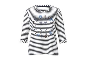 4052481529965 - Große Größen Gestreiftes Sweatshirt mit Metallic-Frontprint marine gestreift Gr42