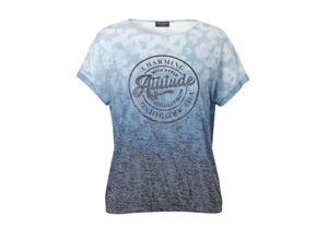 4052481530312 - Große Größen T-Shirt in Ausbrenner-Optik mit Glitzerprint mittelblau bedruckt Gr42