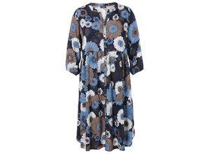 4052481531548 - Große Größen Stufenkleid mit Blumenprint in Maxilänge indigo bedruckt Gr50