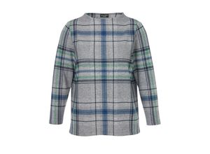 4052481538011 - Große Größen Sweatshirt in Strickoptik mit Karomuster grau bedruckt Gr48