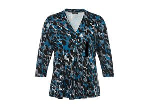 4052481538653 - Große Größen 3 4-Arm-Shirt mit Grafikprint und Faltendetail vorn petrol bedruckt Gr50