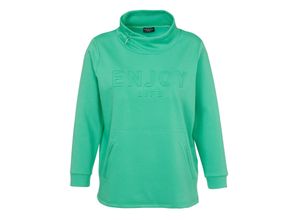 4052481539308 - Große Größen Sweatshirt aus Doubleface mit 3D-Wordingprint grün Gr54