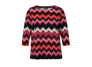 4052481550082 - Große Größen Sweatshirt mit Zickzack-Alloverprint rot gemustert Gr54