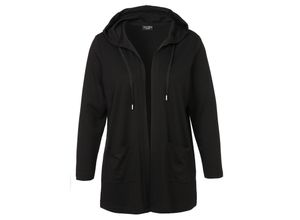 4052481553601 - Große Größen Kapuzensweatjacke in verschlussloser Form schwarz Gr52