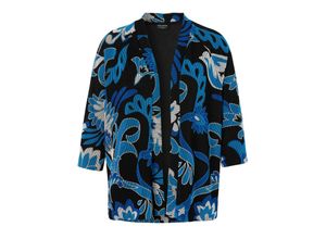 4052481563051 - Große Größen Jacke mit floralem Print in Ottoman-Qualität blau gemustert Gr48
