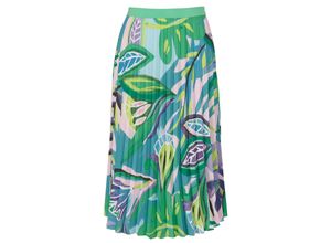 4052481564331 - Große Größen Plisseerock in Maxilänge mit Blumendruck tiefgrün gemustert Gr44