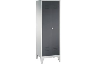 4052574380558 - CLASSIC Geräteschrank mit Füßen 2 Abteile Abteilbreite 300 mm lichtgrau   schwarzgrau