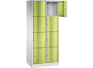 4052574860746 - C+P Schließfachschrank Resisto H1950xB772xT540 Korpus Lichtgrau Türen Viridingrün 2 Abteile 8 Fächer