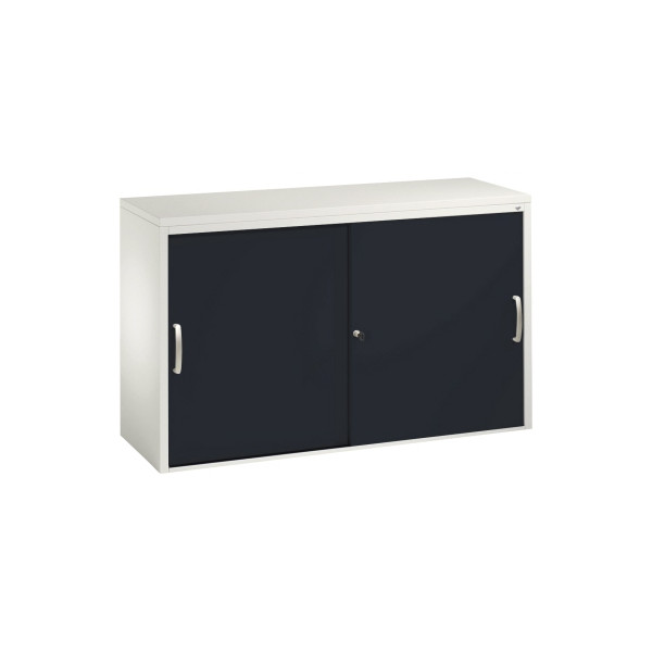 4052574957248 - C+P Sideboard mit Schiebetüren Acurado H720xB1200xT400mm Korpus Lichtgrau Fronten Schwarzgrau Anzahl Fächer 2