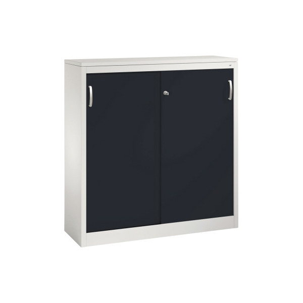 4052574992874 - C+P Sideboard mit Schiebetüren Acurado H1200xB1200xT400mm Korpus Lichtgrau Fronten Schwarzgrau Anzahl Fächer 2