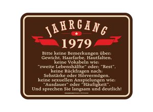 4052743920431 - - Jahrgang 1979 Blechschild braun Metall mit Befestigungslöchern gewölbt und geprägt