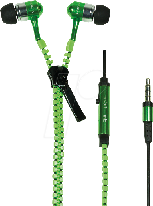 4052792008647 - LOGILINK HS0023 - In-Ear Kopfhörer Zipper integriete Steuerung neon-grün