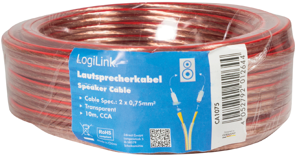 4052792012651 - LogiLink Lautsprecherkabel 2x075 mm2 25 m transparent CA1076 4052792012651 - LogiLink Lautsprecherkabel 2x075 mm2 25 m transparent CA1076