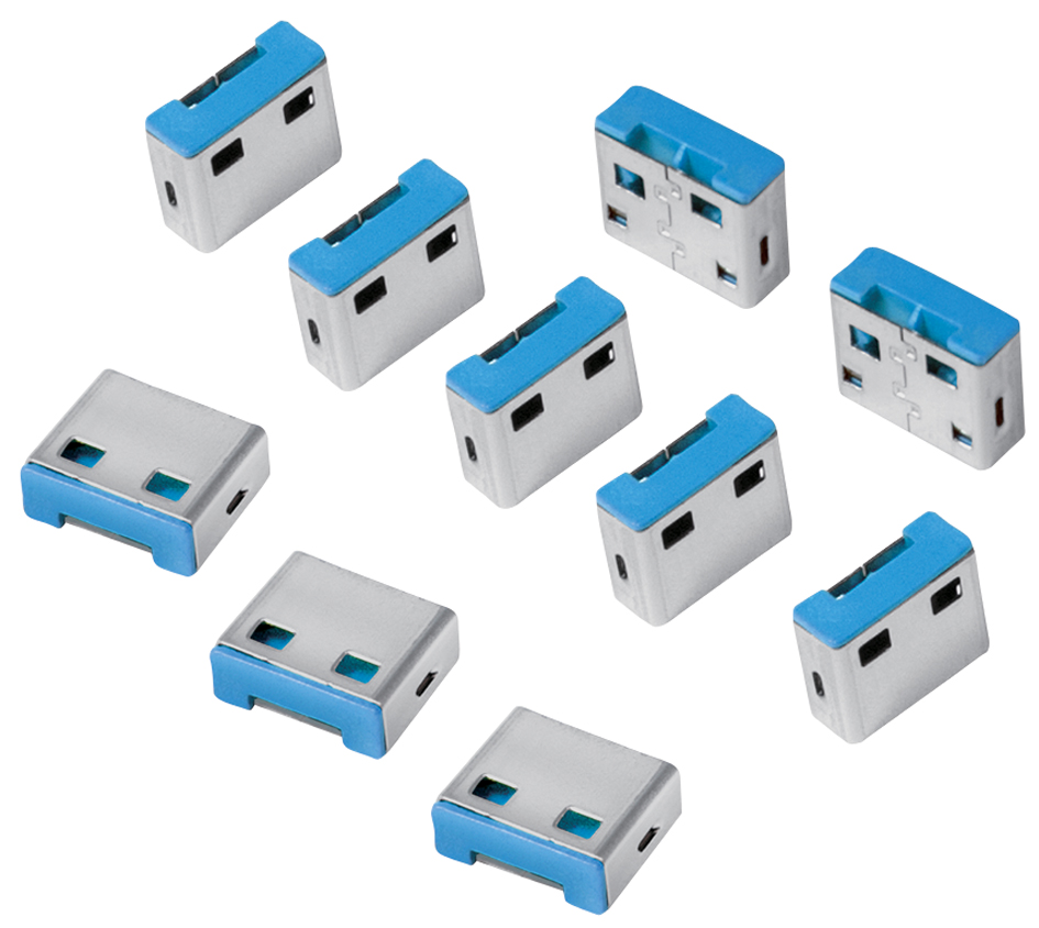 4052792045154 - LogiLink USB Port Schloss USB PORT LOCK 10er Set Silber Blau ohne Schlüssel AU0046