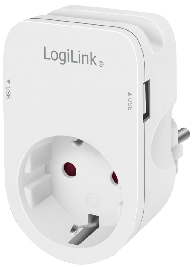 4052792060744 - LOGILINK PA0247 - Steckdosenadapter mit Ablegehalterung 2x USB-A