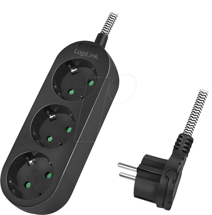 4052792060836 - LogiLink - Steckdosenleiste - Wechselstrom 250 V - 3680 Watt - Eingabe Eingang CEE 7 4 - Ausgangsanschlüsse 3 (3 x Stecker CEE 7 3)
