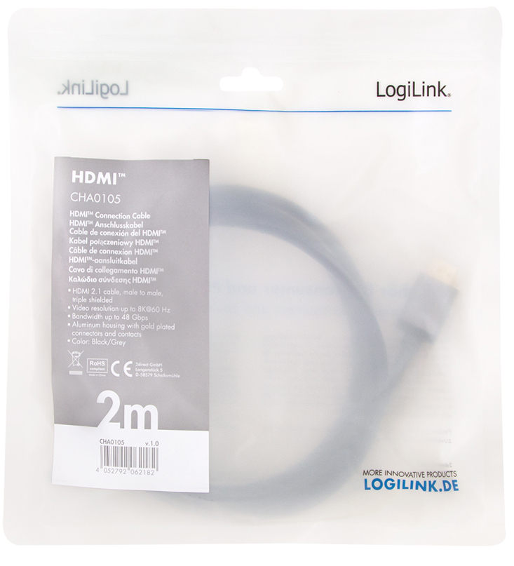 4052792062182 - LOGILINK CHA0105 - HDMI A Stk > HDMI A Stk 8K@60 Hz 20 m