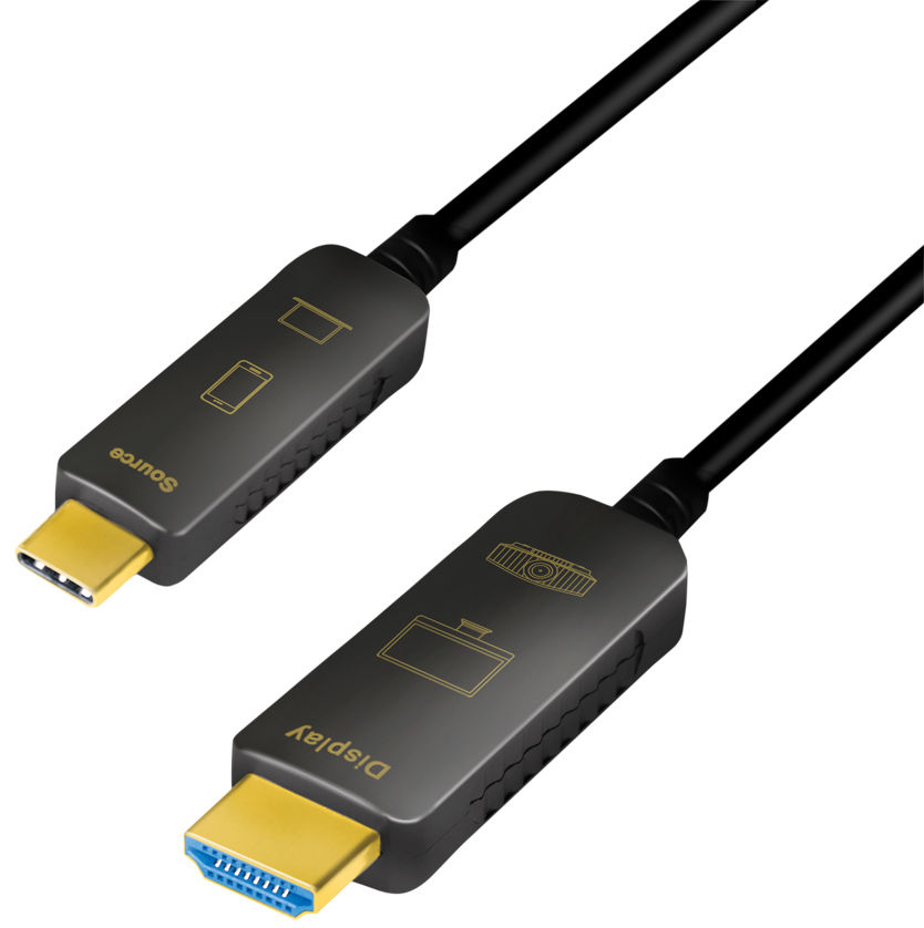 4052792063219 - LogiLink - Premium High Speed - Adapterkabel - USB-C männlich zu HDMI männlich - 10 m - doppelt geschirmtes Kupfer Glasfaser-Hybridkabel