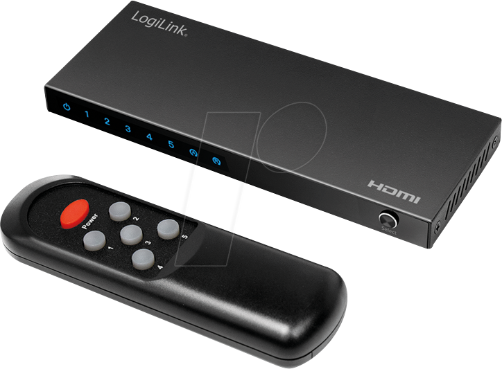 4052792070804 - LOGILINK HD0060 - HDMI-Switch 5x1-Port 4K 60 Hz HDCP HDR CEC RC Metall