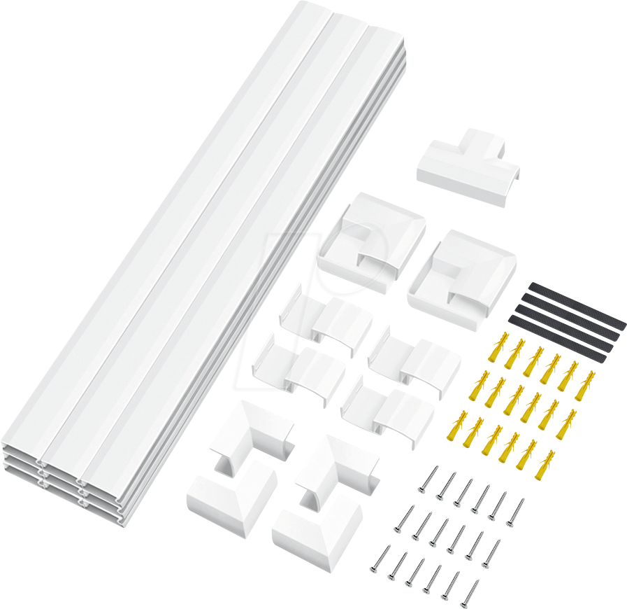 4052792072198 - LOGILINK KAB0110 - Kabelkanal-Set Wandinstallation 67 Teile weiß