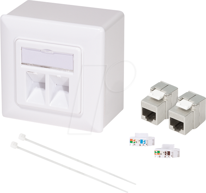 4052792073225 - LOGILINK NK4068 - Modulare Anschlussdose 2-fach Cat6a Aufputzgehäuse weiß