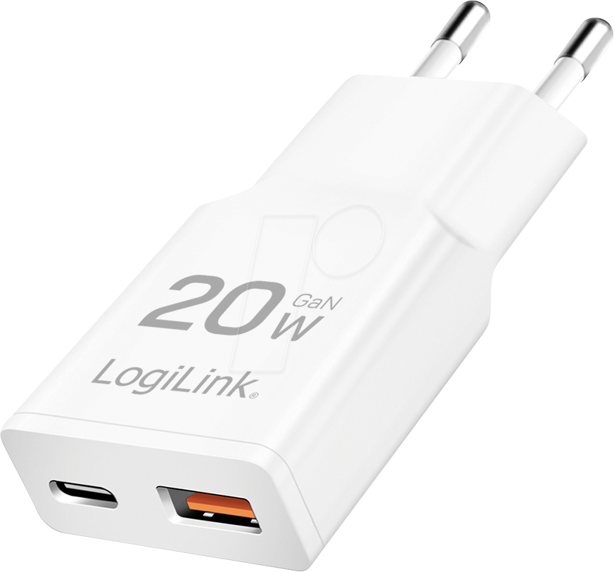 4052792076141 - LOGILINK PA0346 - USB-Ladegerät 20 W 5-12 V 1x USB-C 1x USB-A 20 W GaN weiß 4052792076141 - LOGILINK PA0346 - USB-Ladegerät 20 W 5-12 V 1x USB-C 1x USB-A 20 W GaN weiß