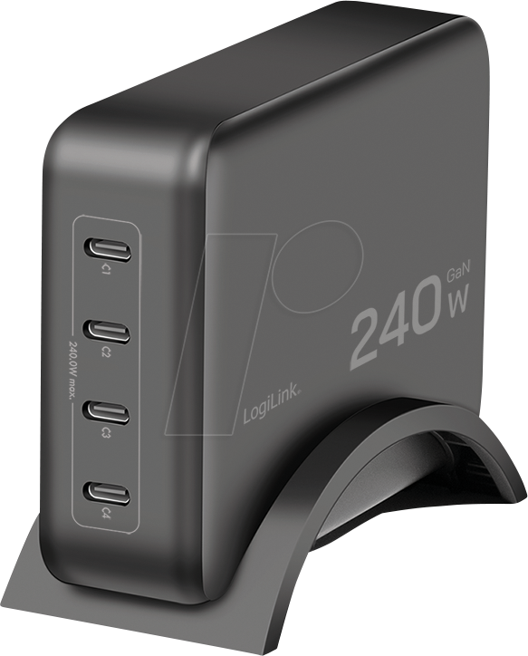 4052792076905 - LOGILINK PA0353 - USB-Ladegerät 240 W 4x USB-C (PD) GaN schwarz 4052792076905 - LOGILINK PA0353 - USB-Ladegerät 240 W 4x USB-C (PD) GaN schwarz
