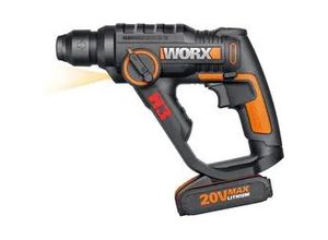 4052826043866 - WORX Akku-Bohrhammer WX390 Bohrmaschinen 3-In-1 pneumatisches Hammerwerk inkl Akku & Ladegerät bunt (schwarz orange)