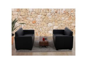 4052826044474 - Sofa-Garnitur Couch-Garnitur 2x 2er Sofa Moncalieri Kunstleder ~ schwarz