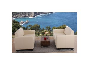 4052826044542 - Sofa-Garnitur Couch-Garnitur 2x 2er Sofa Moncalieri Kunstleder ~ creme