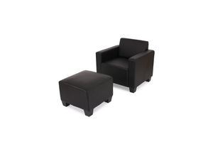 4052826123599 - Modular Sessel Loungesessel mit Ottomane Moncalieri Kunstleder ~ schwarz