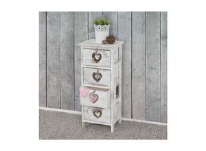 4052826197286 - Kommode Sues Schubladenkommode Schrank 4 Schubladen mit Herzen 70x29x25cm Shabby-Look Vintage ~ weiß