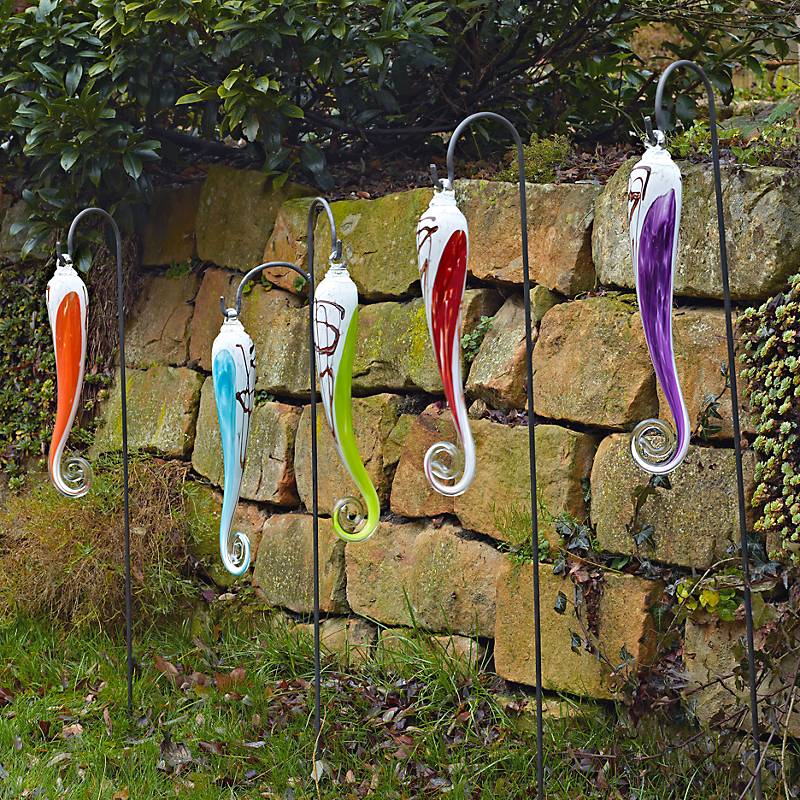 4052884010374 - Glaszapfen Punto hängend groß Gartenflair 45 cm mit Stab Lila