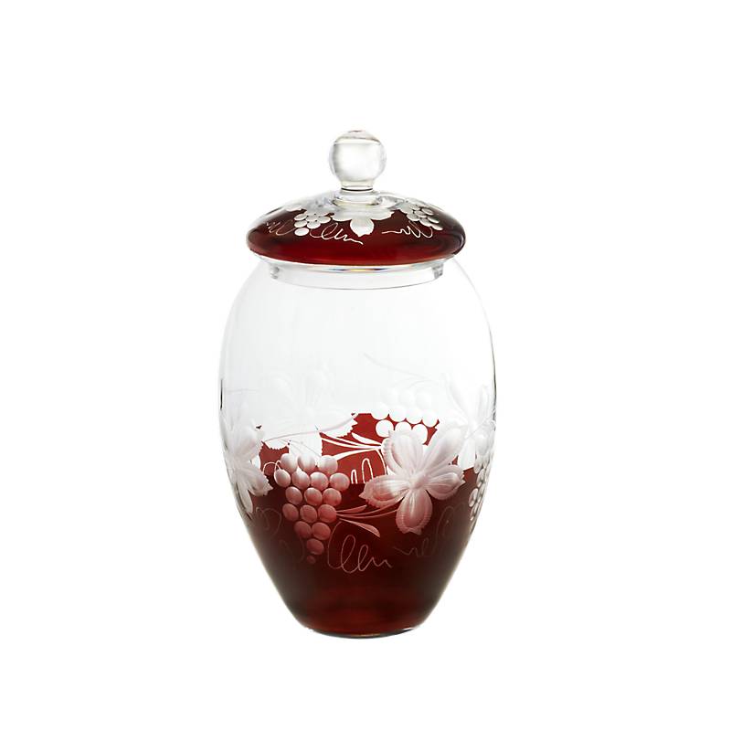 4052884033724 - Dose mit Deckel Red Queen 24 cm Weinrot aus Glas