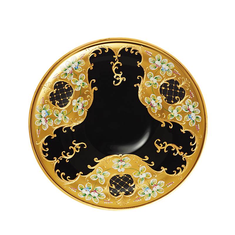 4052884035292 - Teller Black Queen 32 cm Gold Braun aus Glas